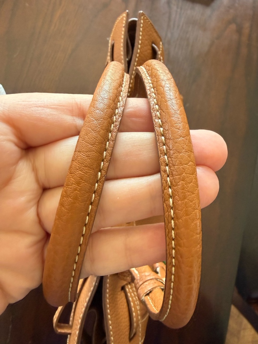 Vintage Dooney & Bourke Tan Pebble Leather Medium Tassel Tote - Picture 7 of 14
